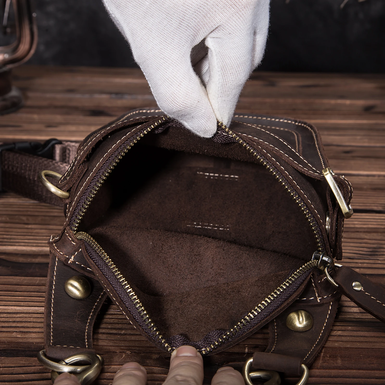 Unisex Fashion Crazy Horse Leather 7" Motorcycle Riding Drop Leg Bag Travel Fanny Belt Waist Pack Case 9326-d waist pack