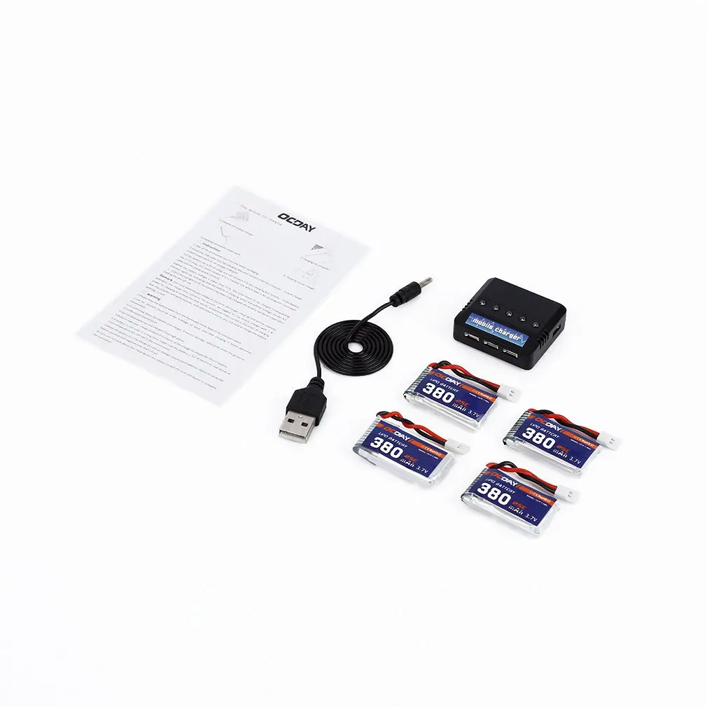 OCDAY 3,7 V 380 мА/ч, 25C 1S1P 1.4WH Батарея& Зарядное устройство для Hubsan H107C H107D - Цвет: 3.7V 380MAH