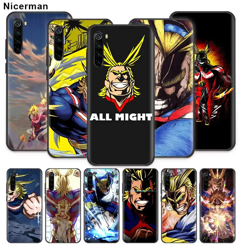 

All Might Toshinori Yagi Case for Xiaomi Redmi Note 7 8 8T 7S 6 K30 5G K20 Pro 8 7 6 A Black Silicone Coque Phone Cover