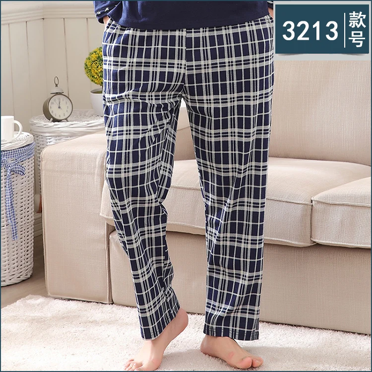 Spring Autumn 100% Cotton Pajama Pants 100-120 Kg Plus Size Plaid Bottom Pants For Men Comfortable Casual Homewear Trousers buffalo plaid pajama pants