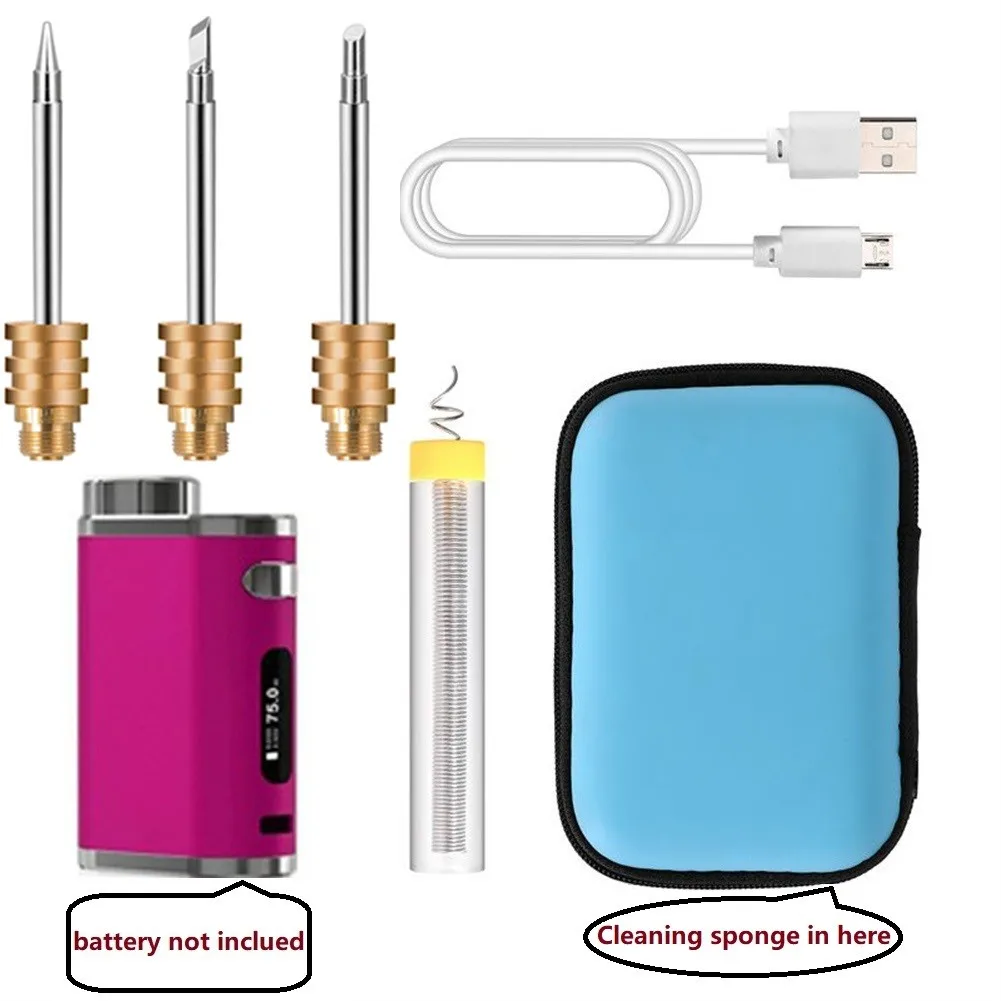 best soldering iron for electronics 8pcs/set Portable Rechargeable Battery Soldering Iron USB Handheld Wireless Welding Pen 1W-75W Cleaning Sponge 10g Welding Wire hot stapler plastic welder