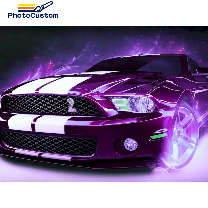 PhotoCustom 5D DIY Алмазная вышивка Lanscape Point Drill Pen Автомобильная алмазная живопись