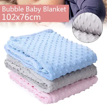 

Infant Baby Blanket Solid Double Layers Blanket Soft Fleece Bubble Baby Blanket Nursery Bedding Newborn Thermal Blanket 102x76cm