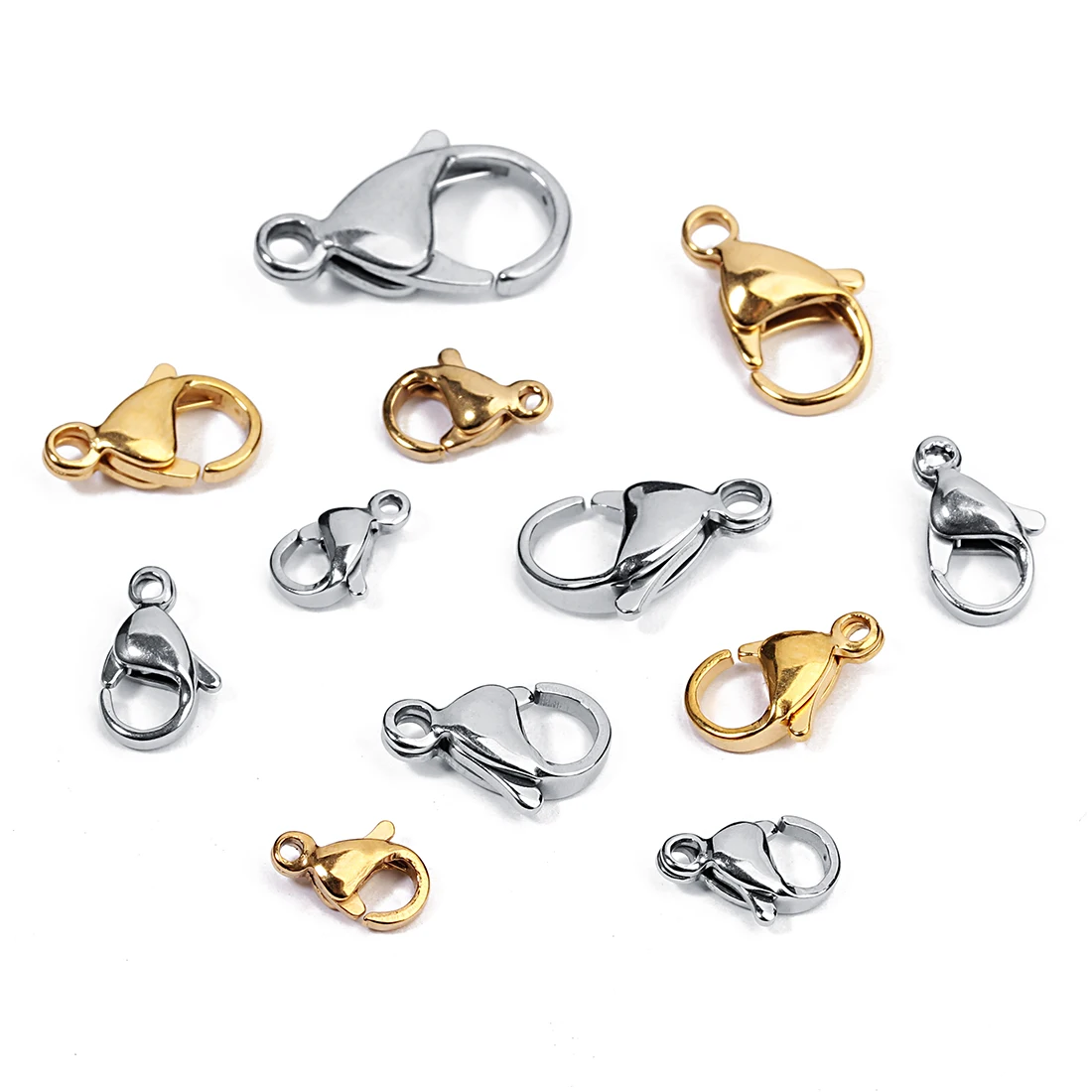 25pcs Stainless Steel Lobster Clasps Hooks Rose Gold Color 9/11/3mm End Clasps Connectors For Necklace Bracelet Jewelry Making