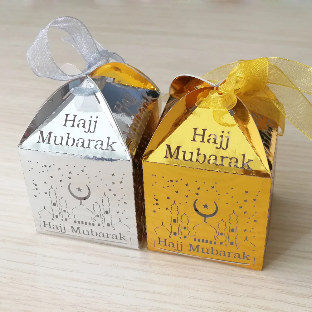 50 штук 5*5*8 см мини размер Hajj Mubarak коробка конфет для EID украшение Мубарак