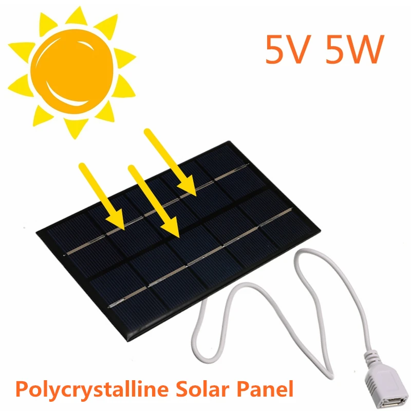 2 шт. USB Панели солнечные на открытом воздухе 5W 5V Портативный Солнечный Зарядное