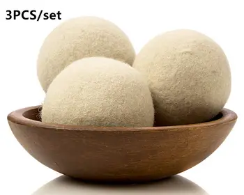 

3pcs 100% Organic Reusable Wrinkles Handmade Dryer Balls Saves Drying Time & Chemical Free Felt laundry ball Wool felt dry ball
