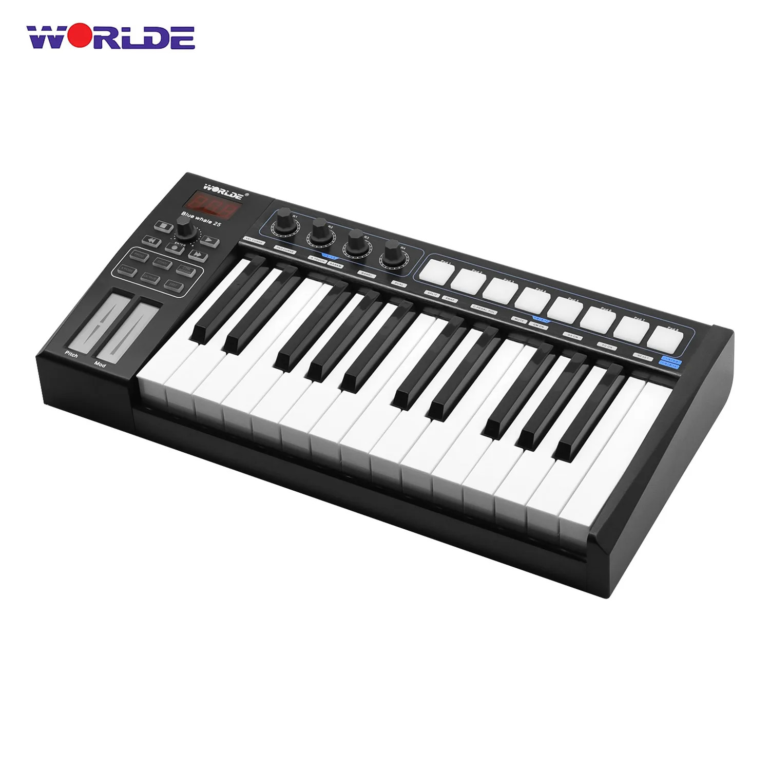 WORLDE Blue whale 25 USB MIDI контроллер клавиатура полувзвешенных клавиш 8 RGB с подсветкой
