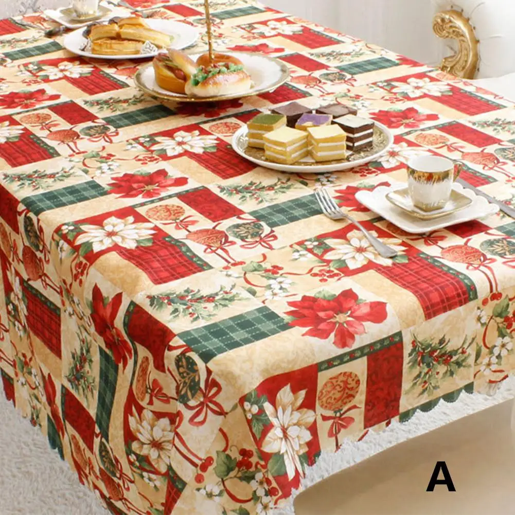  Christmas Table Cover Rectangle Printing Tablecloth for Restaurant Household Decoration