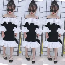 Летнее платье для девочек платье до бедра для малышей vestidos/Детская уличная одежда платье без рукавов с рюшами и вырезом «рыбий хвост» для детей от 2 до 10 лет