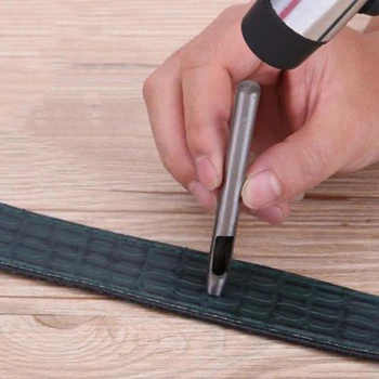 

Silver 9PCS Hollow Punch Belt Punch Leather Punch Tool DIY Clothing Canvas Hand Tool