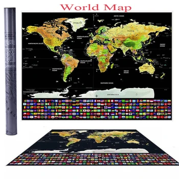 

2020 New Scratch off Journal World Map Personalized Travel Atlas Poster with country Flags 42*30CM World Map