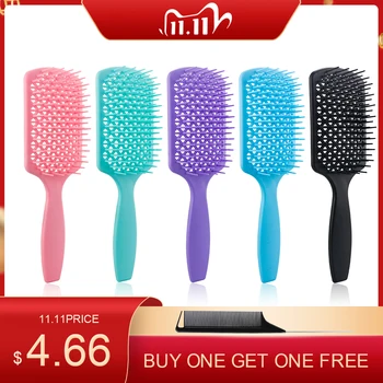 

1 Pcs Wide Teeth Comb For Women Scalp Massage Comb Hair Brush Anti-static Hollowing Out Comb Barber Salon Hair Care Styling Tool