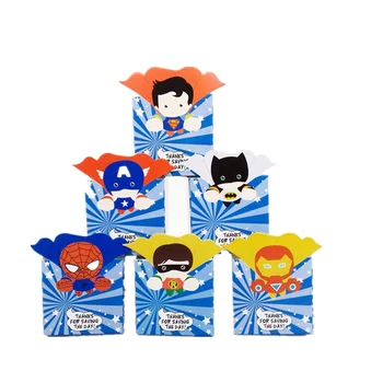

12pcs Small Super Hero Avengers Superman Batman Candy Box Popcorn Box Favor Box Birthday Party Decorations kids Party supplies