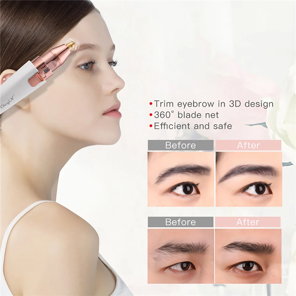 Navalha de Barbear 2 em 1 Elétrica Sobrancelha Trimmer Maquiagem Indolor Olho Depilador Mini Feminino Portátil Facial Corpo Removedor Cabelo 4 Cheap Aparadores elétricos p ouvido e nariz