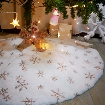 

78/90cm Christmas Tree Skirt Snowflake Sequins Carpet Base Floor Mat Cover Xmas Party Decoration S21 20 Dropship