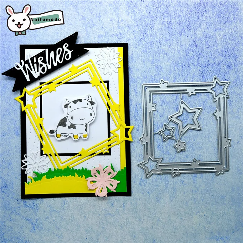 

Naifumodo Cutting Dies Metal Dies Scrapbooking Album Card Making Embossing Stencil Diecuts Square Frame Stars Decoration