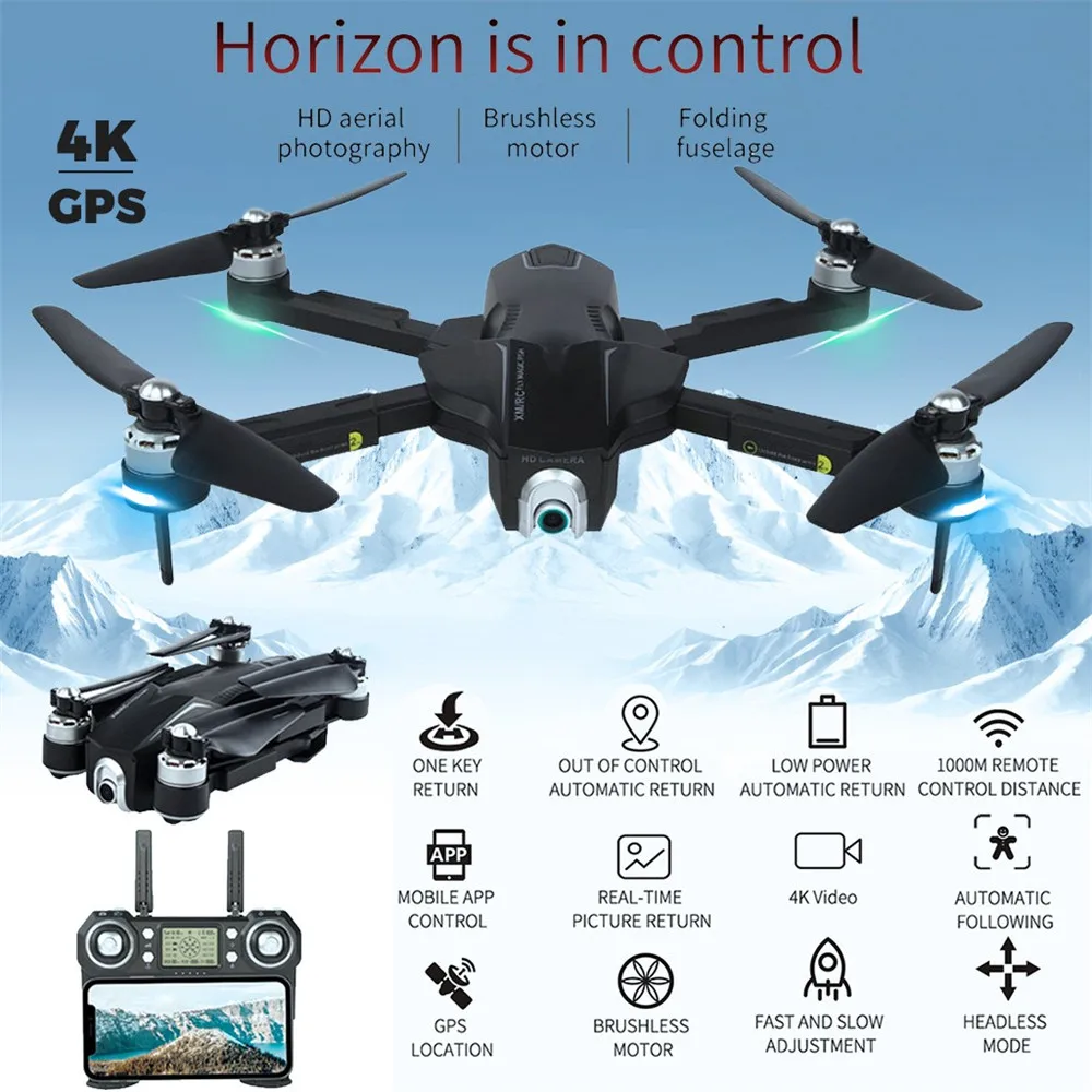 XMRC M8 GPS 5G WIFI FPV 4K Ultra HD Camera Brushless Foldable RC Drone Brushless Remote Quadruple Aircraft Color Box Version