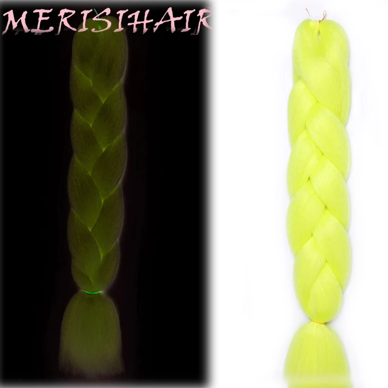 MERISIHAIR 24 дюймов 100 г Светящиеся большие синтетические косы Сияющие волосы в