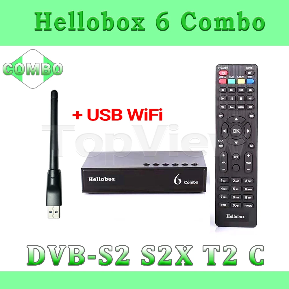 Спутниковый приемник Hellobox 6 Combo H.265 DVB S2X DVB-T2 Cline Newcamd Scam + Auto Biss Powervu спутниковый |