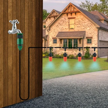 

100ft 30M Auto Drip Irrigation System Kit Timer Micro Sprinkler Garden Watering Adjustable Drip Irrigation