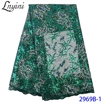 

Best Quality Sequence Lace African Fabrics Embroidery Nigerian Wedding Party Lace Sequins Fabrics Lace for Women Dresses L2969B
