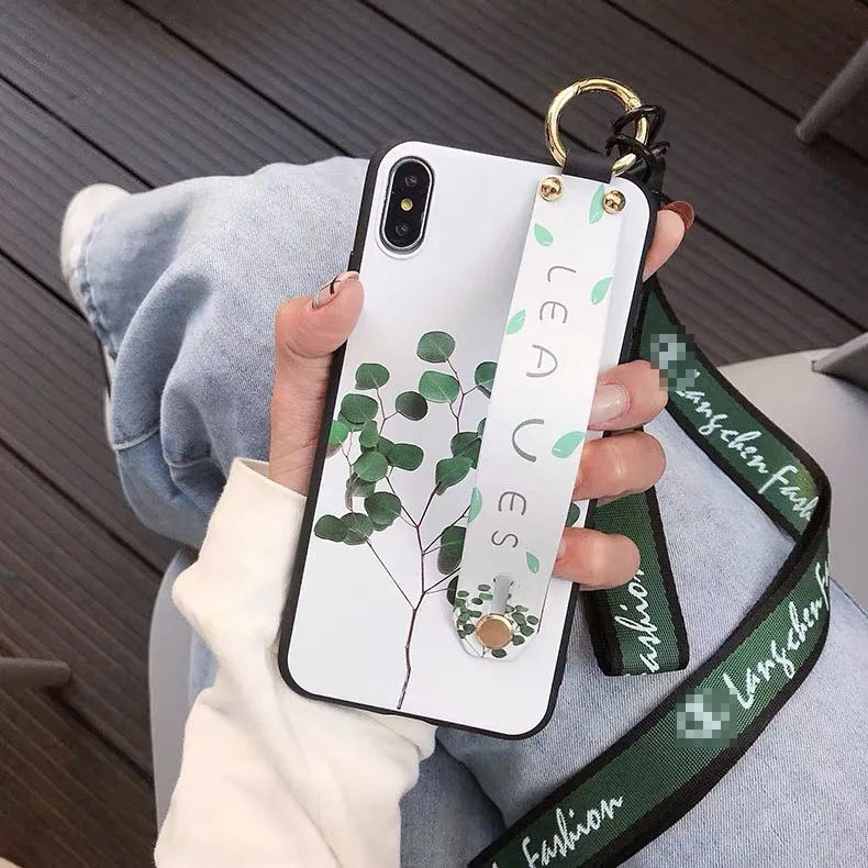 SoCouple чехол для телефона для iphone XR X Xs max 11 Pro Max 7 8 6 6s plus фрукты авокадо Мягкий ТПУ шейный ремешок для запястья чехол - Цвет: IK02-GW01Leaf