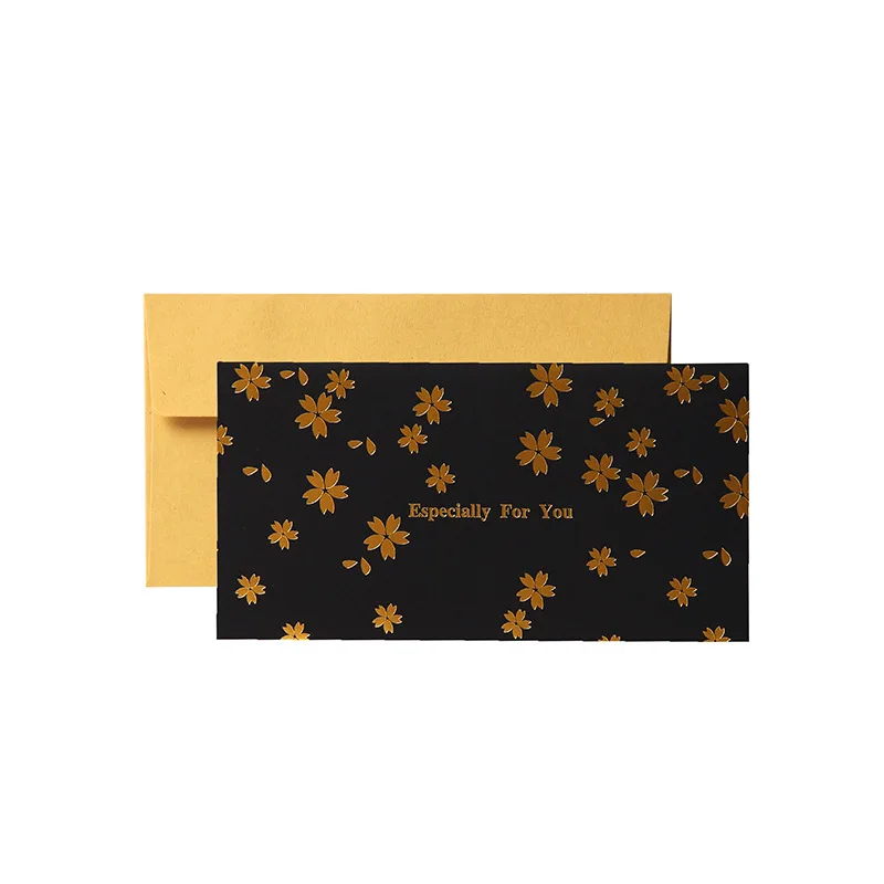 EZONE Рождественская открытка+ открытка-конверт, черный Подарочный конверт, Подарочный конверт с рисунком рождественской елки/снега/листьев гинкго