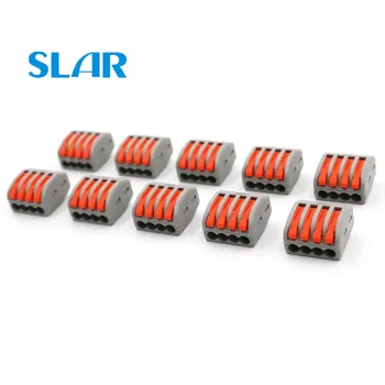 

10pcs Wire Connector PCT-214 4 Pole Pin Fast Compact Wiring Cable Conductor Push-in Terminal Block Lever 0.08-2.5mm2 Universal