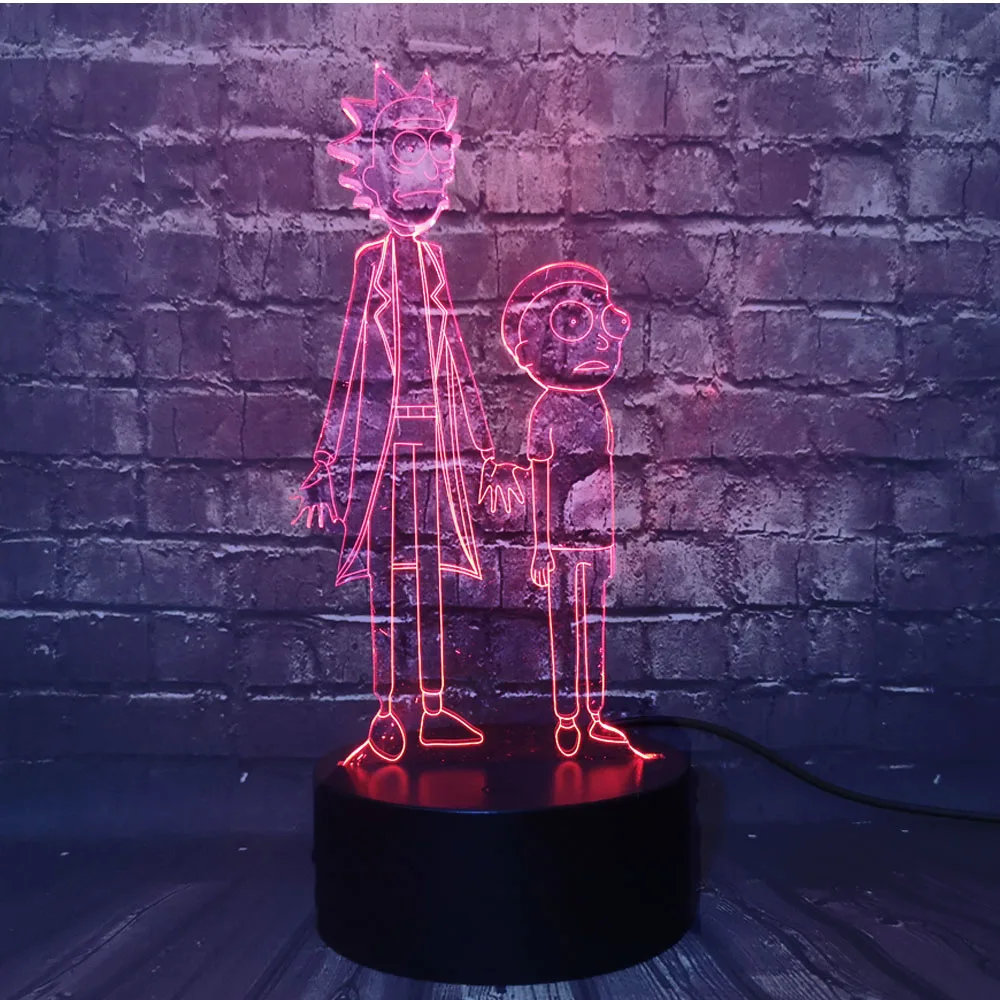 Rick and Morty Table Lamp 3D Visual America comedy Comic Safe of Baby LED Cartoon Room Decor Night Light Thanksgiving Day Gift