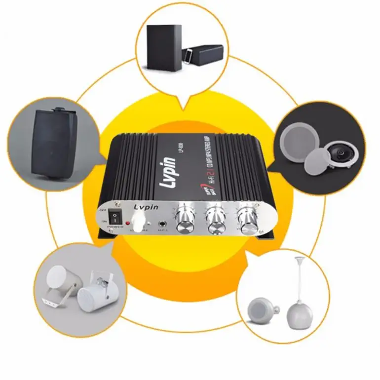 Lepy LP-838 Power Car Amplifier Hi-Fi 2.1 MP3 Radio Audio Stereo Bass Speaker Booster Player for Motorbike Home No Power Plug