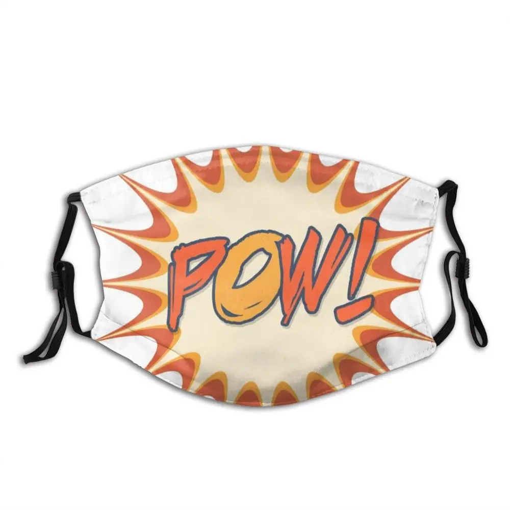 

Pow! Orange , Blue , Gold Vintage Comic Art Fashion Masks Pow Cartoon Comic Book Art Kids Room Decor Pop Art Mid