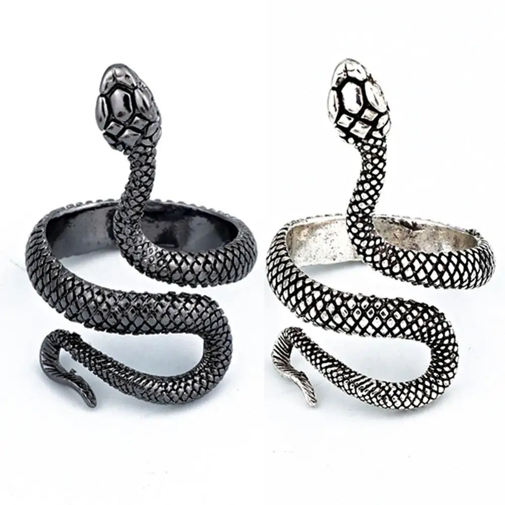 

Fashion Retro Exaggerated Spirit Snake Dragon Ring Personality Punk Wind Snake-Shaped Nightclub Ring Student Trend Jewelry Gift