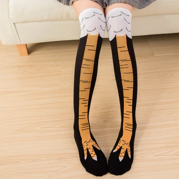 

Winter Autumn Women 3D Chicken Print Socks Funny 3D Cartoon Thigh High Sock Fashion Cute Ladies Thin Toe Feet Socks Cosplay