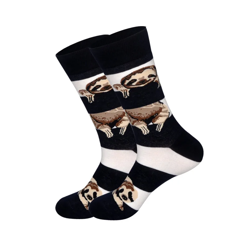 LIONZONE Men&Women Cotton Cartoon Animals Crocodile Dog Sheep Shark Socks Men Fashions Winter Trends Crew Socks Dropshipping - Цвет: Sloth 4