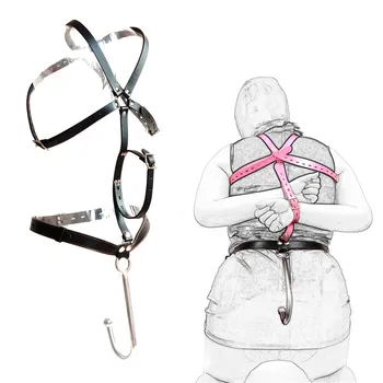 Sex Furnitures BDSM Bondage Rope Hand Cuffs Leather Sex Collar With Leash Adjustable Stainless Steel Metal Hook With Ball 18+ 2