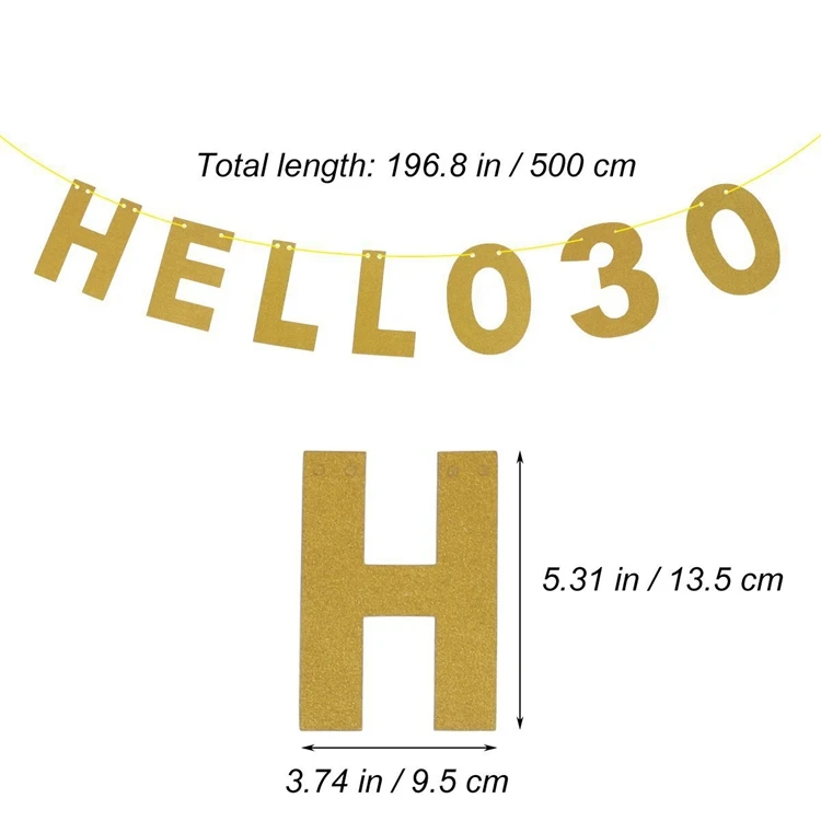 CHZLL Золотая бумага Hello 30 40 50 60 С Днем Рождения Украшения Баннер ткань мальчик девочка вечерние дети Взрослый день рождения украшения