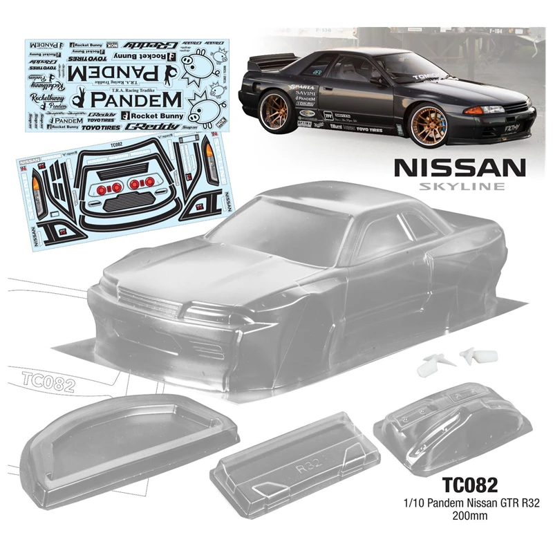 1/10 GTR R32 прозрачный корпус 200 мм ширина на дороге автомобильный ПК с лампой