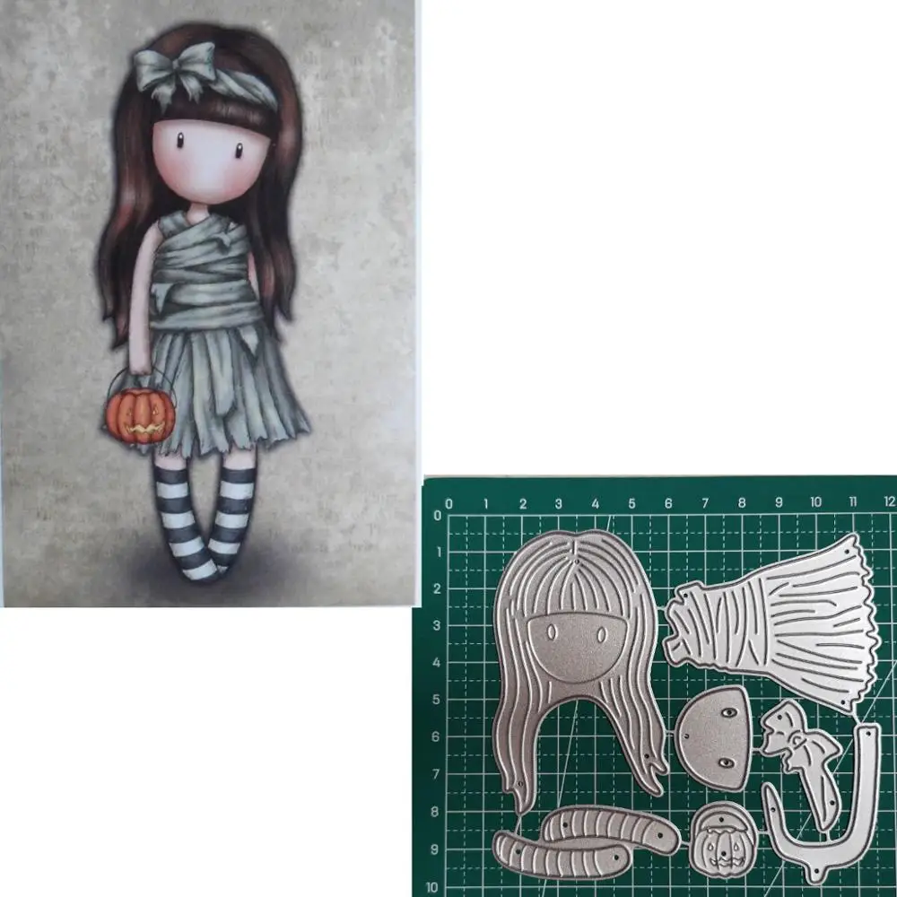 

Metal Cutting Dies Pumpkin Girl Halloween Die 2019 New Style Scrapbooking Craft Dies Cut lovely doll die Embossing Stencils