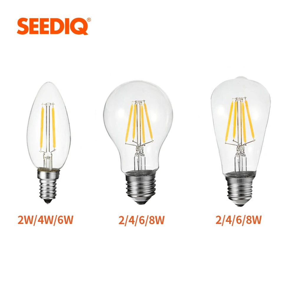 

Retro Filament Bulb E27 Led 220v 110v Vintage Edison Led Bulb 2W 4W 6W 8W A60 ST64 C35 E12 E14 Candle Light Indoor Light Lamp