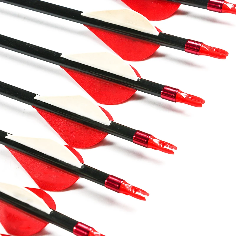 12PCS-Linkboy-Archery-ID6-2mm-Spine300-800-Pure-Carbon-Arrows-Protect-Ring-Nock-2-Vanes-Compound