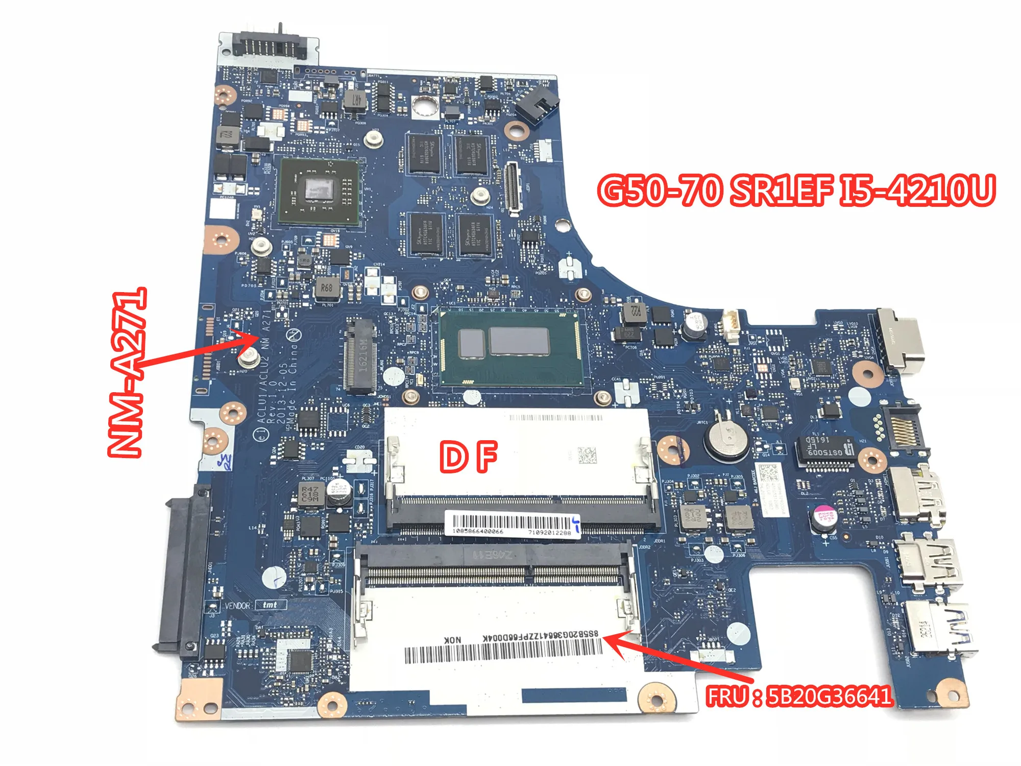 

ACLU1/ACLU2 NM-A271 Mainboard for Lenovo G50-70 Laptop Motherboard with SR1EF I5-4210U FRU/PN 5B20G36641 Fully Tested