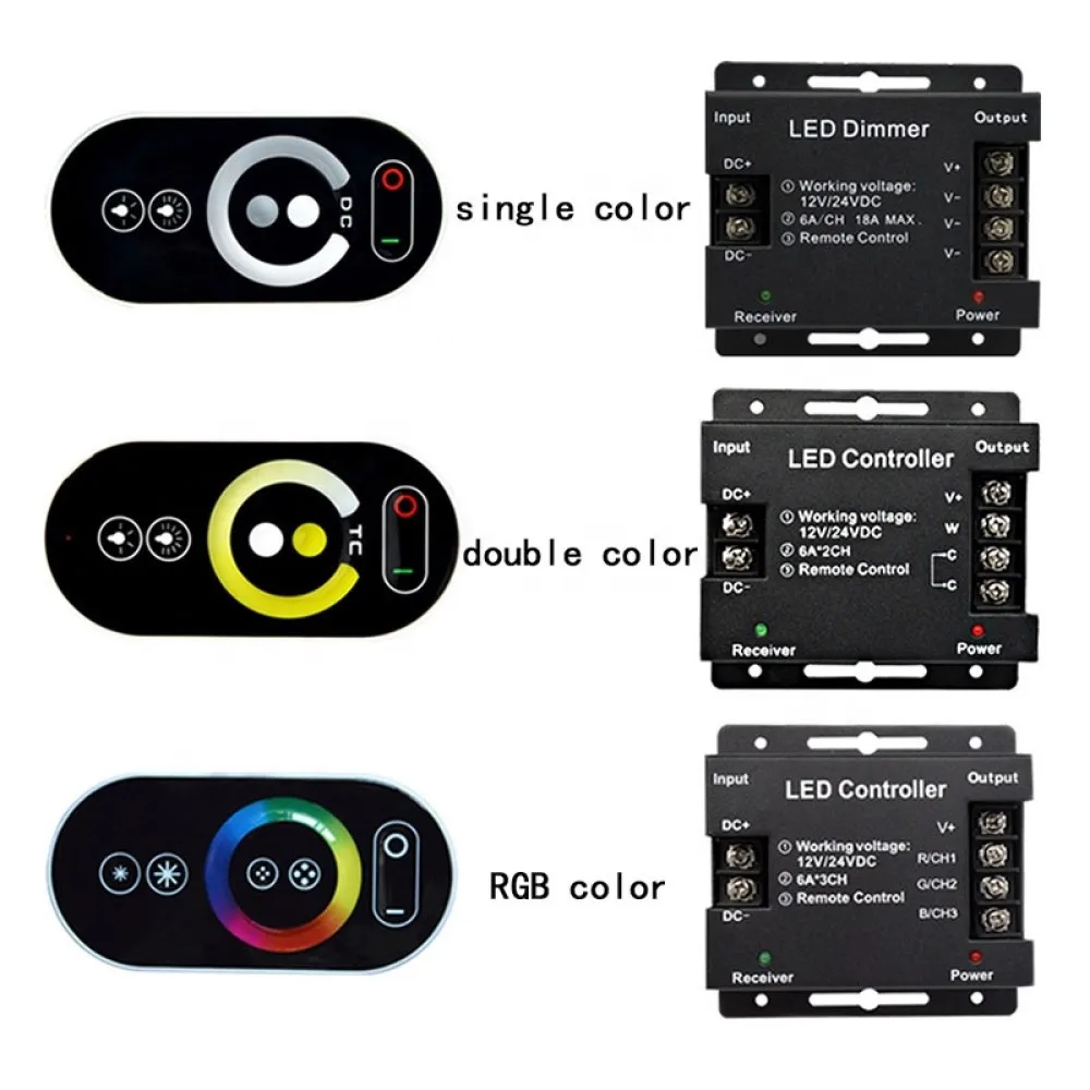 Сенсорный светодиодный RGB один цвет Диммер Управление RF 433 МГц Беспроводной 18A 216