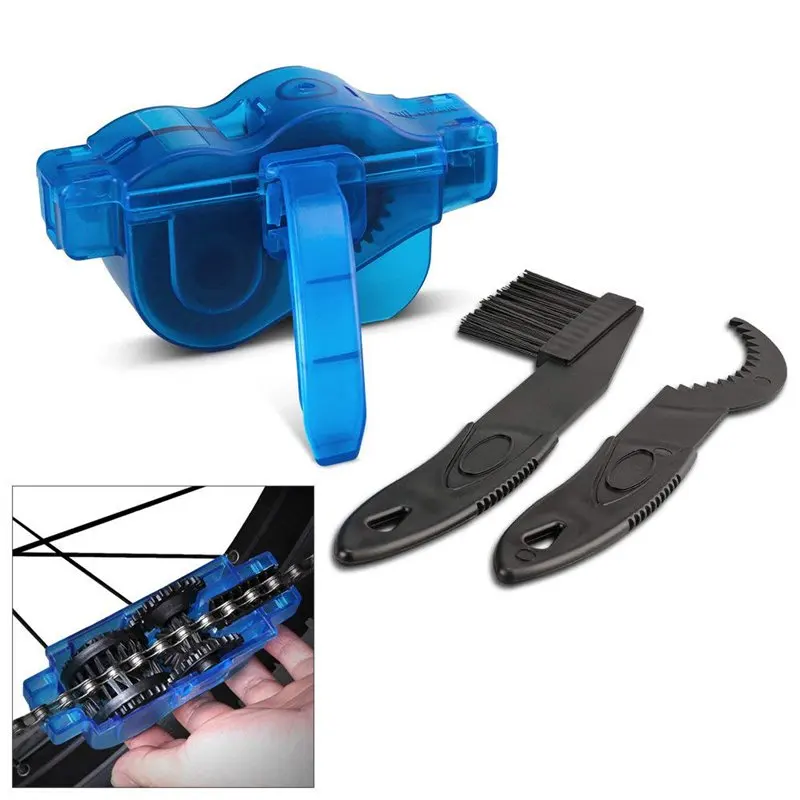 Bicycle Chain Cleaners, Brushes and Toothbrushes, Fast, Clean Tools for All Types of Bicycle Chain Cleaning, Blue, Black