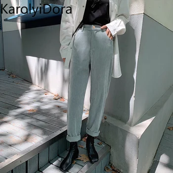 

2020 new corduroy pants women 2019 autumn new tide loose was thin velvet pants wild straight