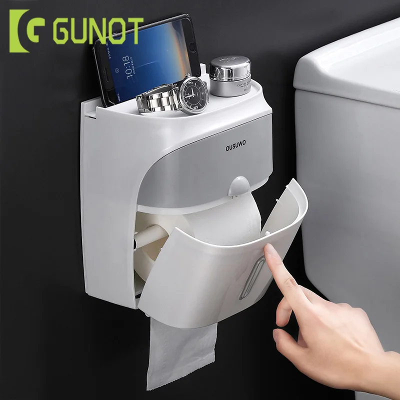 Портативный двойной держатель туалетной бумаги GUNOT пластиковая