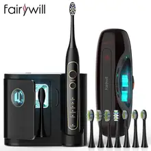 Fairywill – brosse à dents électrique, puissance Ultra-sonique, blanchissante, avec 5 Modes, chargement sans fil, tête de rechange intelligente avec minuterie