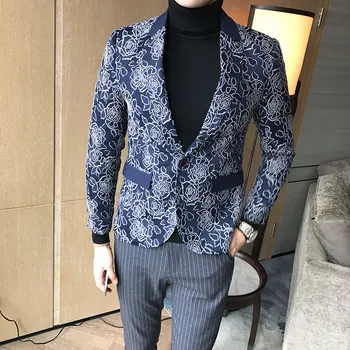 

Classic Jacquard Suit Men Jacket Slim Design Business Banquet Men Blazer Jackets Asian Size XXXL 4XL 5XL Flower Dress Suit Men