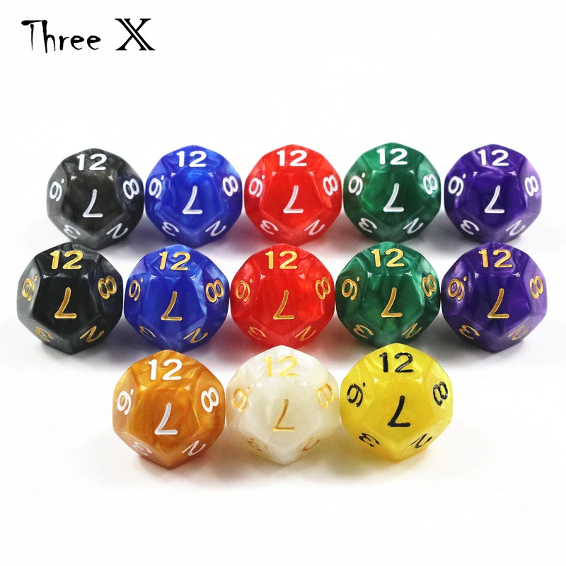 

Top Quality 10PCS TRPG Pearlized Effect D12 Dice for DNDGame 12 Sided Data,Dices Rich Color Desktop Game,Playing Game