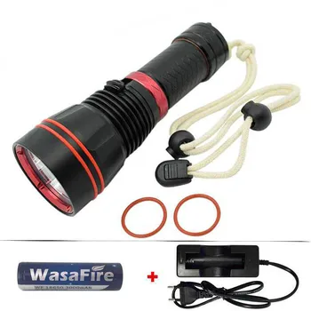 

Super Bright Waterproof Flash Light Torch XML L2 LED Diving Flashlight Underwater Dive Torch Lamp with 18650 Battery+Charger